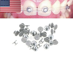 100Pcs Metal Lingual Buttons Bondable for Dental Orthodontic Round Mesh Base