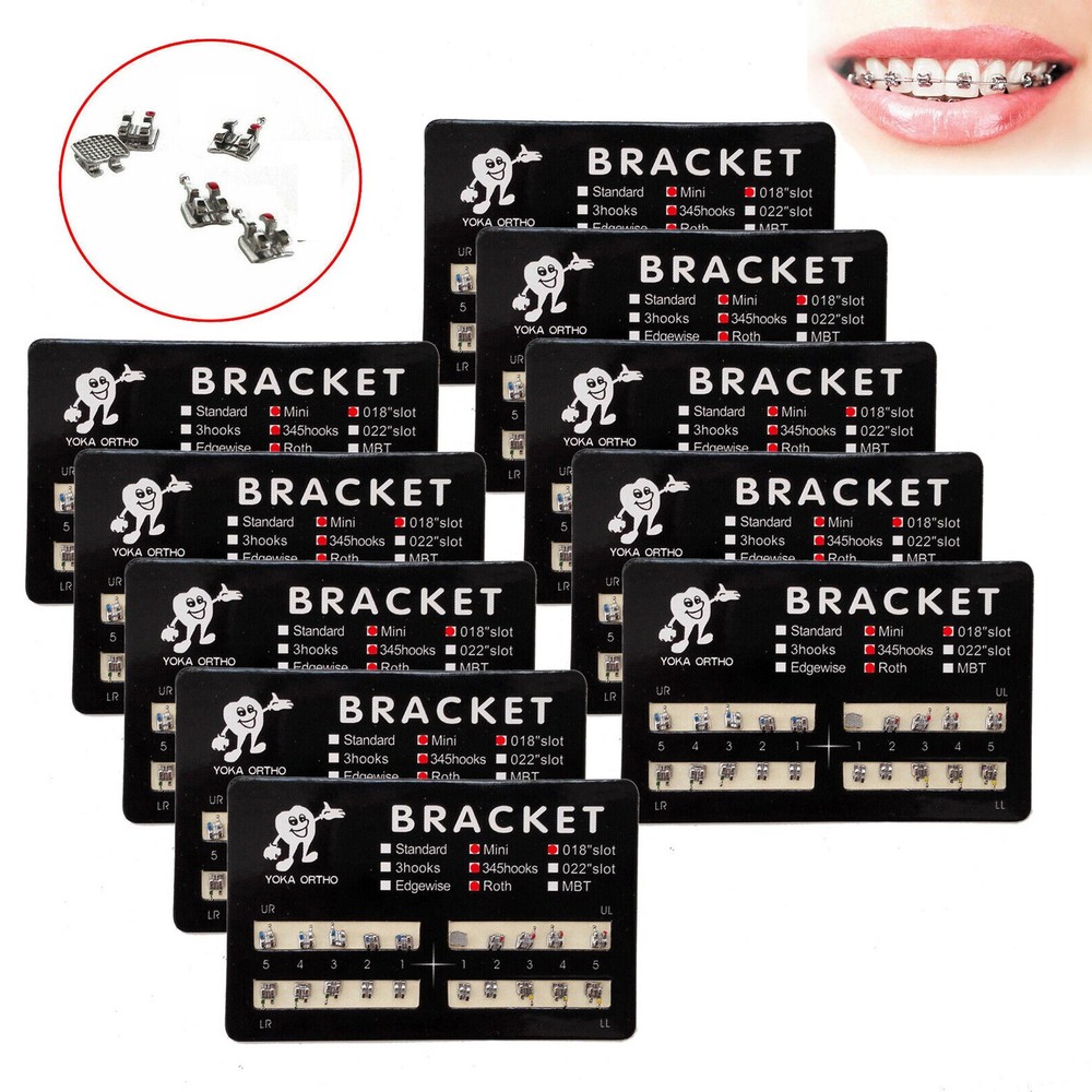 Dental Orthodontic Bracket Braces Roth/MBT 345 Hooks /Round Super Arch Wire Niti