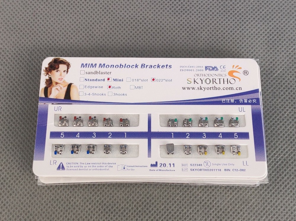 10 Sets Dental Orthodontic Metal Brackets MIM Monoblock Mini Roth 022 no hooks