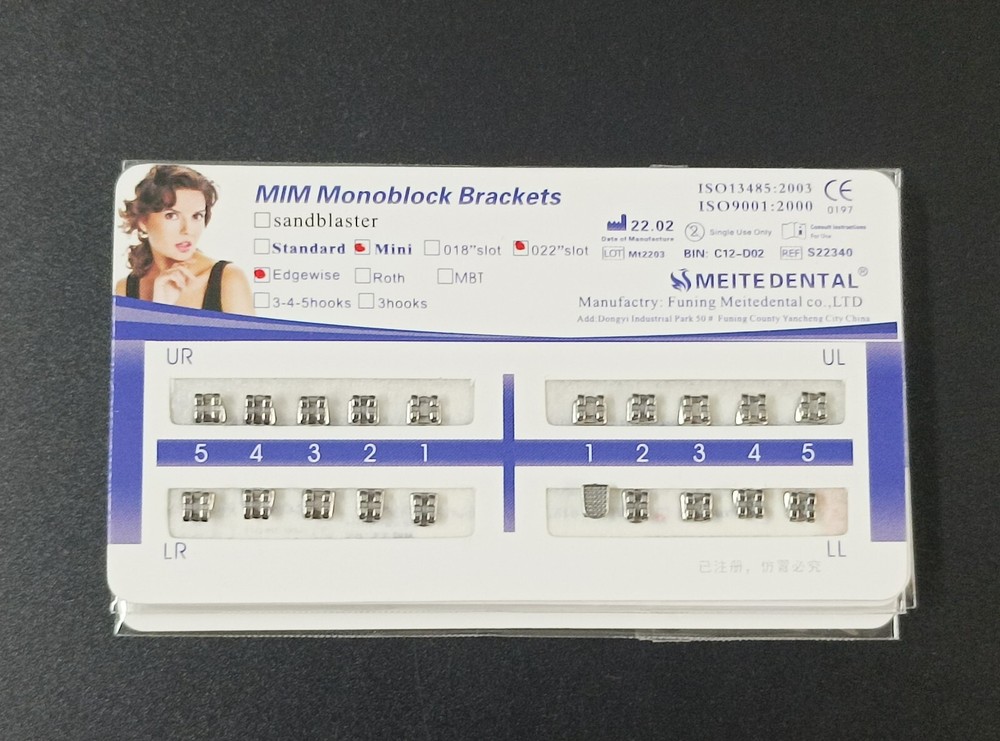 100Sets Dental Orthodontics MIM Monoblock Brackets Mini Edgewise 022 no hooks