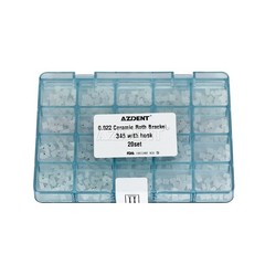 AZDENT Dental Ortho Ceramic Brackets Braces 5*5 MBT/ROTH 022 Hooks 345 Mesh Base