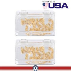 AZDENT Dental Orthodontic Lingual Button Chain (Gold) Round Mesh Base 10Pcs/Pack