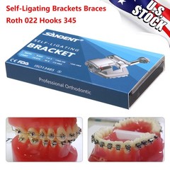 SANDENT Dental Self-Ligating Brackets Orthodontic Braces Roth.022 Hook345 FDA