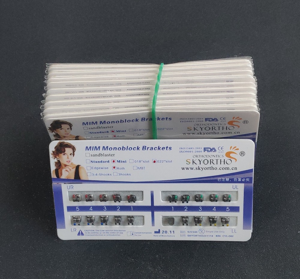 20Sets Dental Ortho Metal Bracket MIM Monoblock Mini Roth 022 no hooks Mesh Base