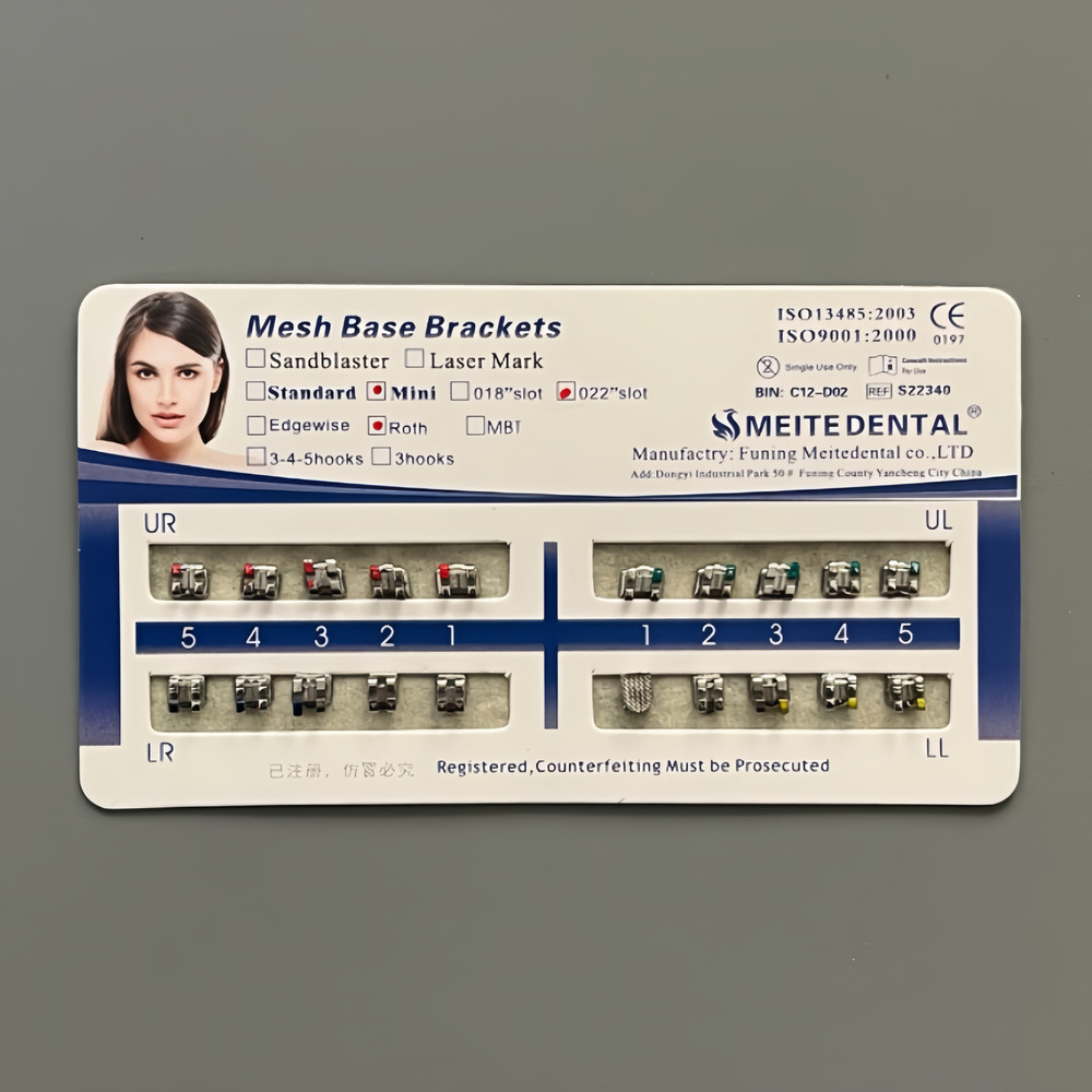 20 Sets Dental Orthodontic Metal Brackets Mini Roth 022 no hooks Mesh Base