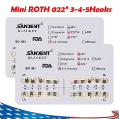 10packs Dental Orthodontic Brackets Braces Mini Roth Slot 022 345 Hook #2 200PCS