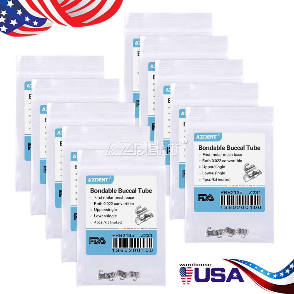 AZDENT Dental Orthodontic 1st Molar Buccal Tube Bondable Convertible Roth .022