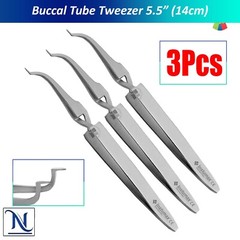 3Pcs Dental Buccal Tube Tweezers Slim Tip 5.5″ Stainless Steel Holding Placement