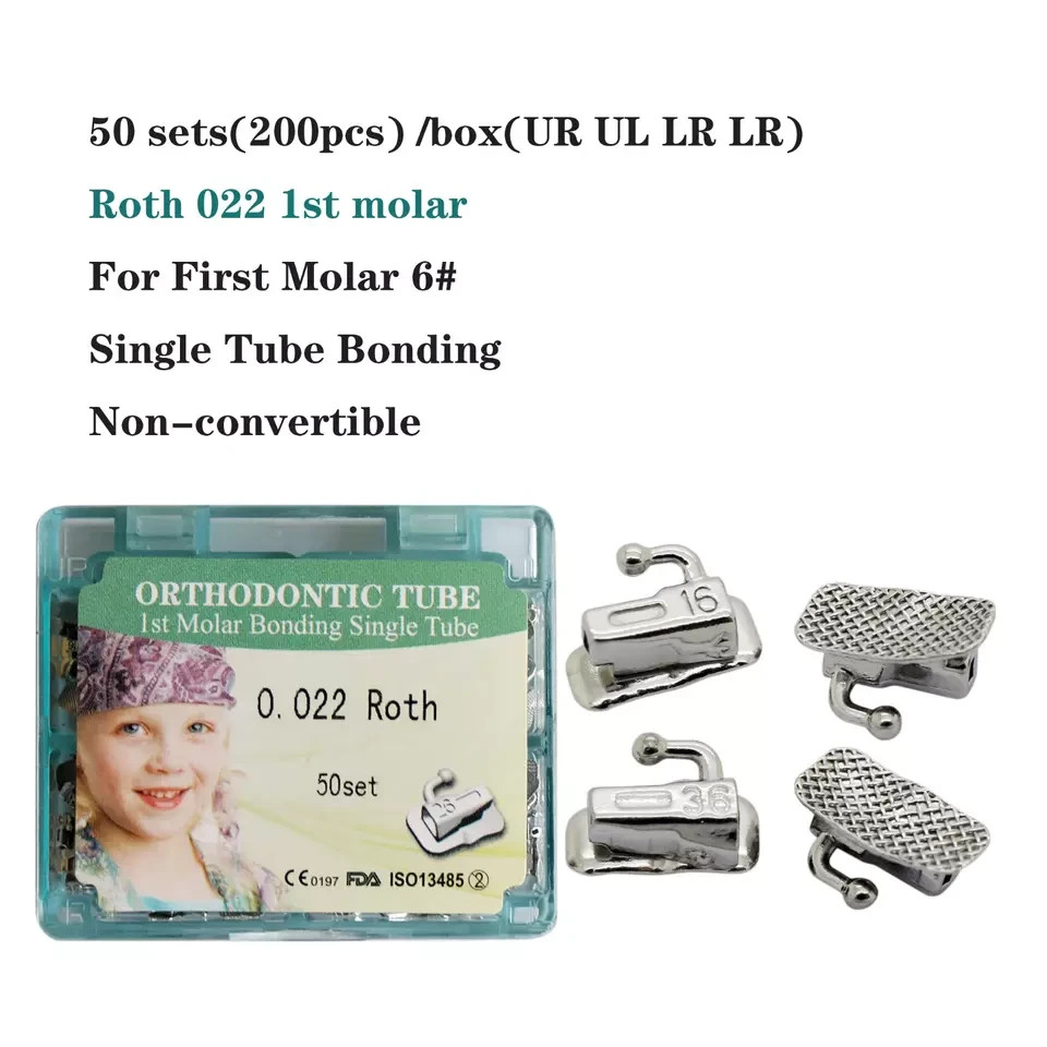 50Sets/pack Dental Orthodontic Buccal Tube 1st 2nd Molar Tube Roth MBT 022/018