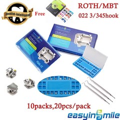 10Packs Dental Metal Braces MBT/ROTH 022 3/345 Hook Ortho Self-ligating Bracket