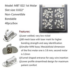 Orthodontic Buccal Tubes 1st 2nd Molar Brackets Roth MBT 022 Laser Marked Mini
