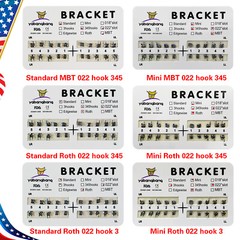 Dental Orthos Brackets Braces Metal Mini/Standard Roth/MBT 022 Hooks 3/345 po