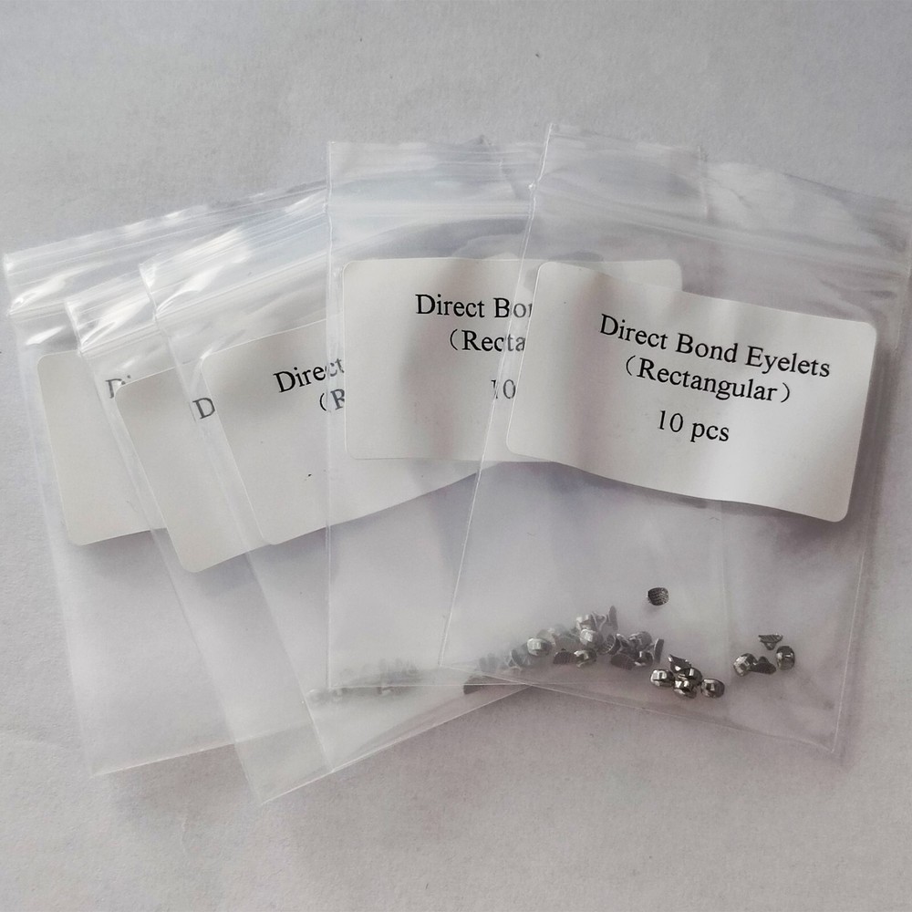 50 Pieces Dental Orthodontic Lingual Buttons With Direct Bond Eyelets Round Base