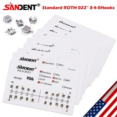 SANDENT Dental Orthodontic Brackets Braces Standard Roth.022 Hooks 3-4-5 FDA