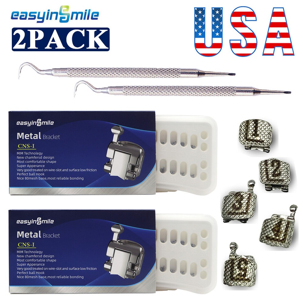 Ortho Metal Self Ligating Bracket MBT Roth 022 3/345Hook Dental Mini Brace 2Pack