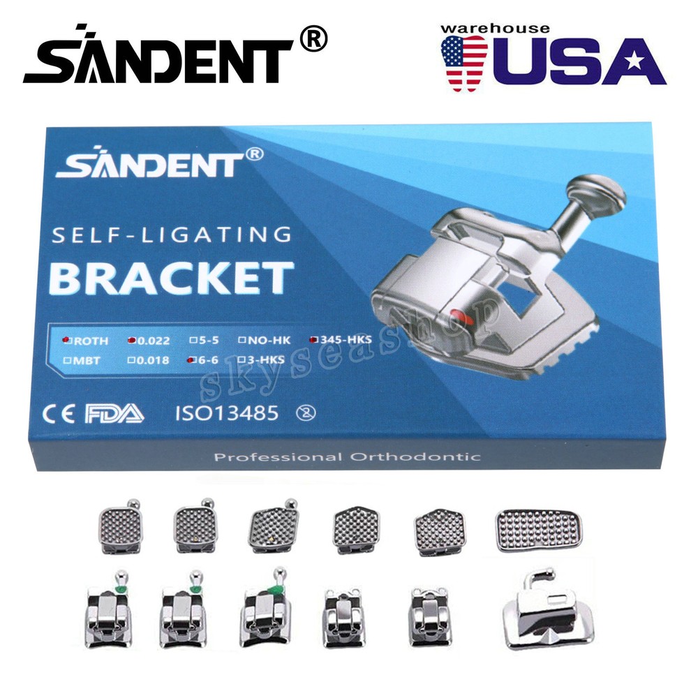 Dental Orthodontic Brackets Braces Self-Ligating Mini Roth.022 Hooks 345 USA