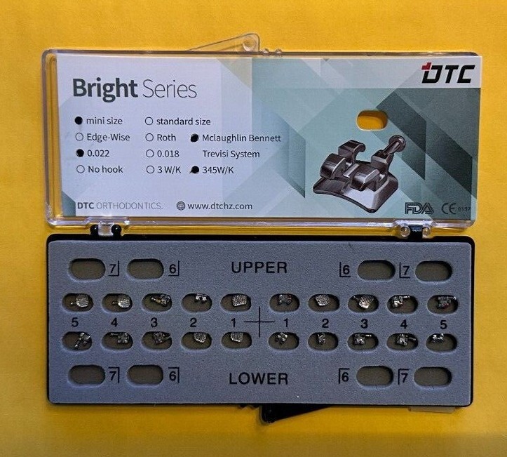 FDA Bright series Mini MBT dental brackets, 345 with hooks. 10 SETS
