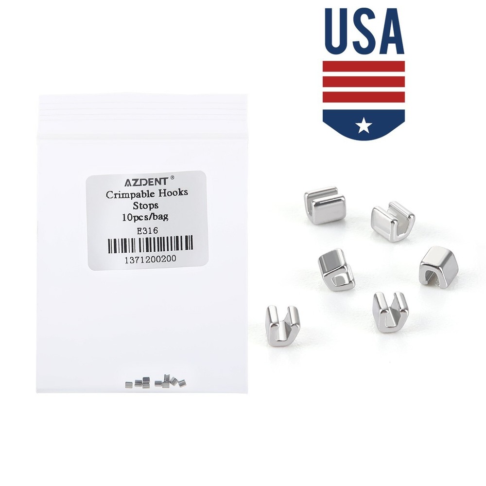 AZDENT Dental Orthodontic Crimpable Hook Stops Stainless Steel for Arch wires