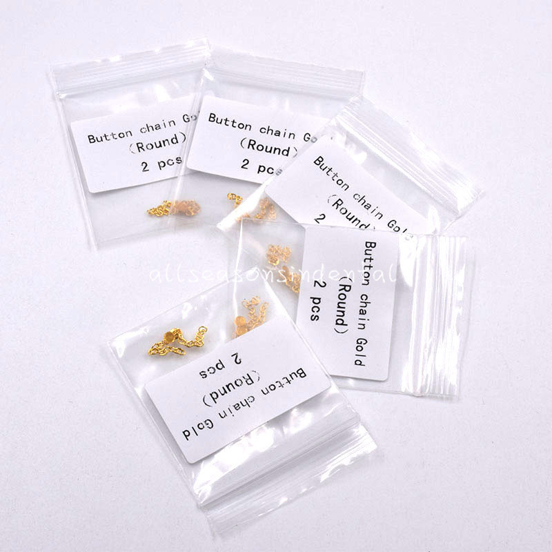 Dental Orthodontic Traction Chain Gold Plated Round Buttons With Chain 10 Pcs