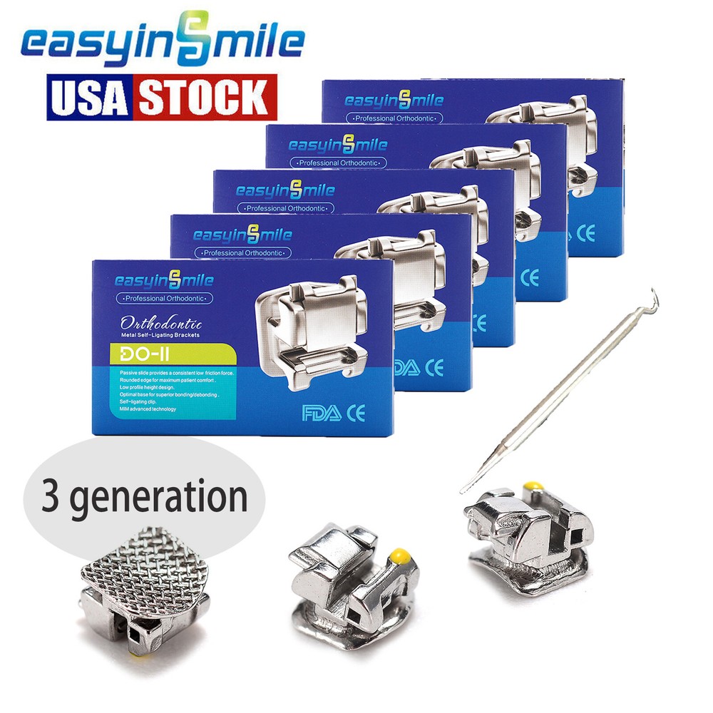 5packs Dental Orthodontic Self-Ligating Bracket Roth 345 Hook 022 Metal Braces