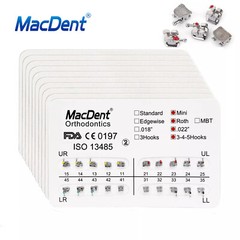 MacDent Dental Orthodontic Brackets Braces Mini Roth MBT Slot 022/018 Hooks 345