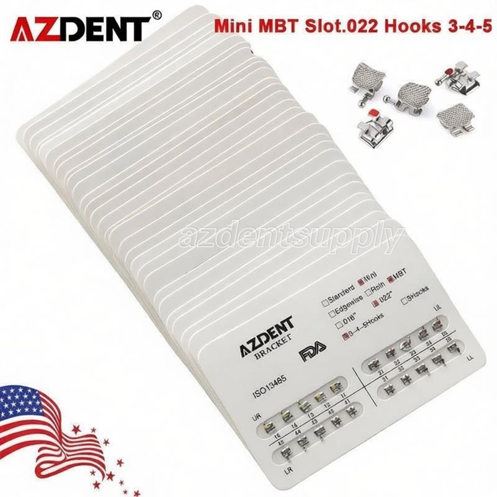 FDA AZDENT Dental Orthodontic Metal Brackets Braces Mini MBT.022 Hooks 3-4-5
