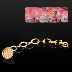 Dental Orthodontic Traction Chain Golden Gold Round Mesh Base Lingual Buttons