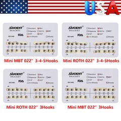 SANDENT Dental Ortho Metal Brackets Mini Roth/MBT022 Hooks 3/3-4-5 /4 Sizes