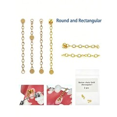 Dental Ortho Traction Chain Gold Plated Lingual Buttons Round/Rectangle