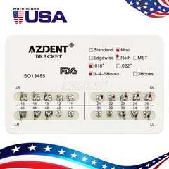 20pcs AZDENT Dental Orthodontic Metal Bracket Braces Mini Roth 018 Hooks 345