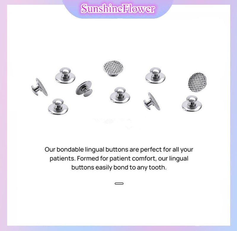 50 Pcs Dental Orthodontic Bondable Metal Lingual Buttons Round Base with Mesh