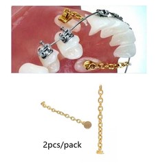 Dental Ortho Traction Chain Gold Plated Lingual Buttons Round/Rectangle