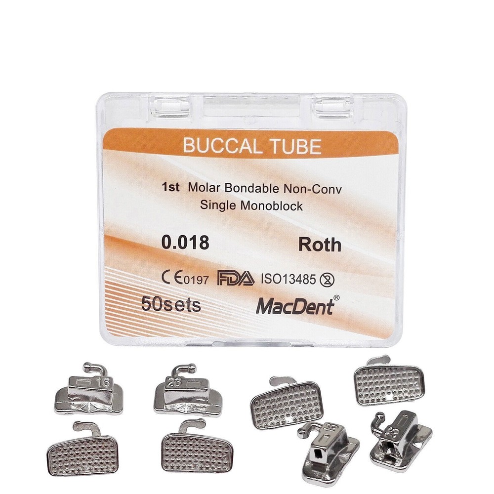 MacDent Dental Orthodontic Buccal Tubes 1st 2nd Molar Tube Roth MBT 022 Bondable