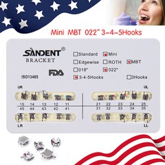 10X Dental Orthodontic Metal Brackets Braces Mini MBT Slot.022 345 Hooks ARCH
