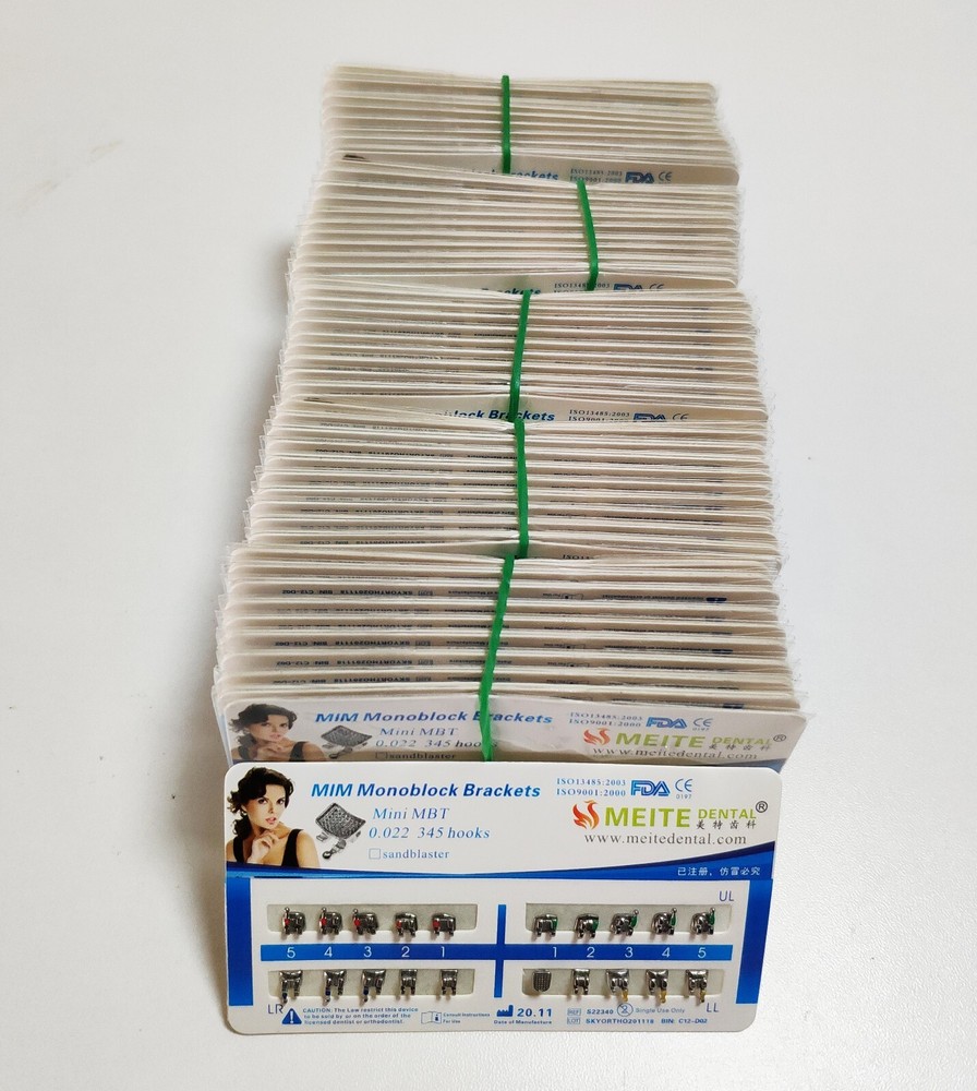 100 Sets Dental Orthodontic Metal Brackets MIM Monoblock Mini MBT 022 345 hooks