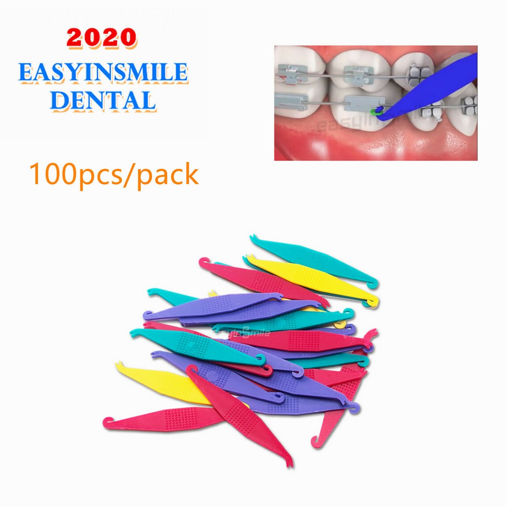 EASYINSMILE 100Pcs Dental Orthodontic Elastics Placer Rubber Bands Braces 6cm US