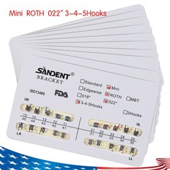 10 packs Dental Orthodontics Metal Bracket Braces Mini MBT 022″Slot Hooks 3-4-5