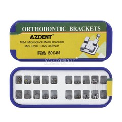 AZDENT Dental Orthodontic Monoblock Metal Brackets Braces Mini MBT 022 3-4-5Hook