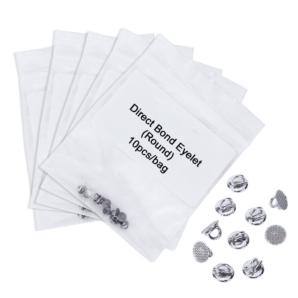 10/bag Dental Orthodontic Lingual Buttons Bondable Direct Eyelet Round Base