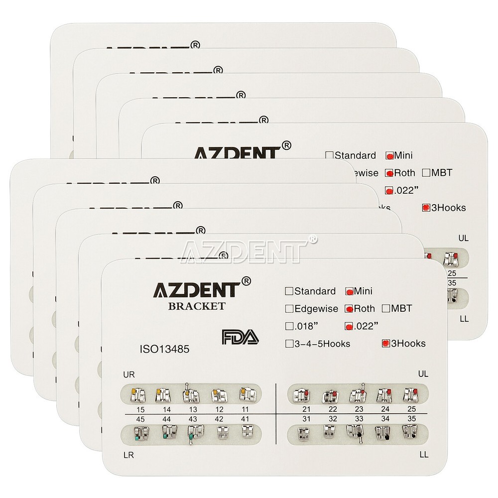 USPS AZDENT Dental Orthodontic Metal Brackets Braces Mini Roth .022 Hooks 3