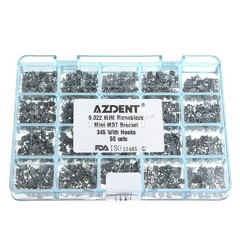 AZDENT Dental Orthodontic Inblock Metal Brackets Braces Mini MBT.022 Hooks 3-4-5