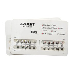10 Packs AZDENT Dental Orthodontic Bracket Braces Standard MBT .022 Hooks 3-4-5