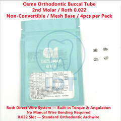 Osme Orthodontic Buccal Tube 2nd Molar Roth 0.022 Mesh Base 4pcs/pack