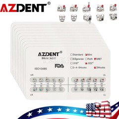 10 X AZDENT Dental Orthodontic Brackets Braces Mini MBT.022 Hook 3 Metal