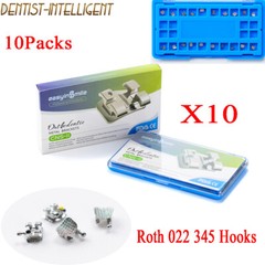 10Pack Dental Mini Orthodontics Metal Brackets Braces Roth Slot.022 Hooks 3-4-5