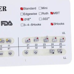 1-100×Dental Orthodontic Bracket Braces Standard MBT 018 3Hooks 20pcs/Pack