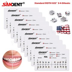 SANDENT Dental Orthodontic Brackets Braces Standard Roth.022 Hooks 3-4-5 FDA