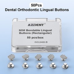 50pc Dental Orthodontic Lingual Buttons Bondable Round/Rectangular Mesh Base/MIM