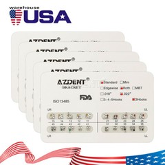 AZDENT Dental Orthodontic Brackets Braces Standard Roth Slot.022 Hooks 3 Metal
