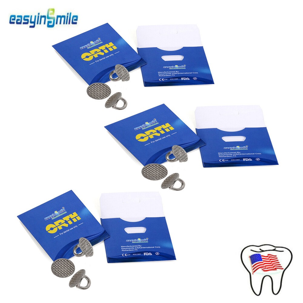3 Packs Dental Orthodontic Lingual Buttons Direct Bond Eyelet Round Base 30Pcs